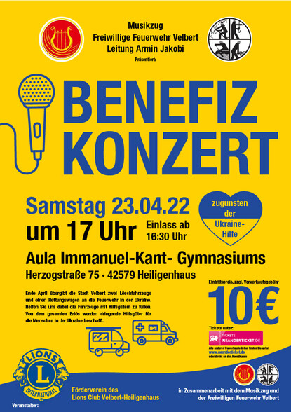 Plakat Benefizkonzert, Samstag 23.04.2022